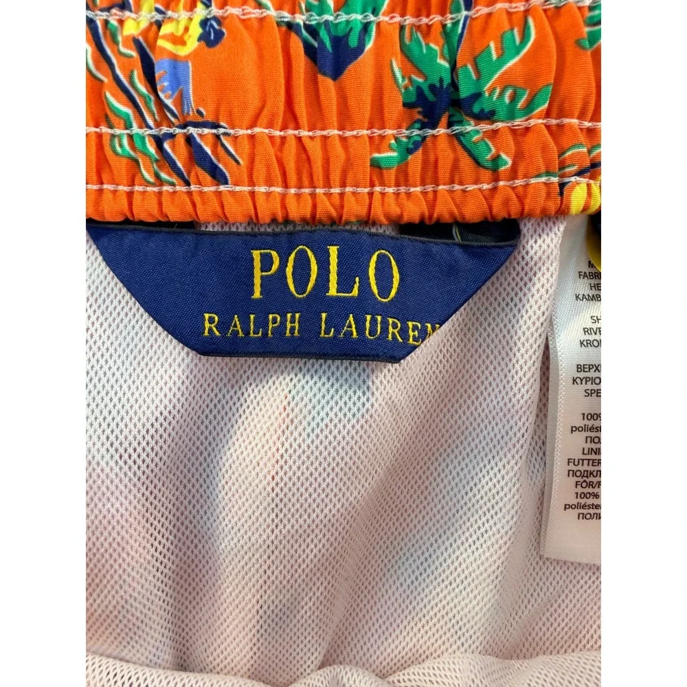 Polo Ralph Lauren Mens Orange Tropical Hula Sailboat Swim Trunks 1XB NWT